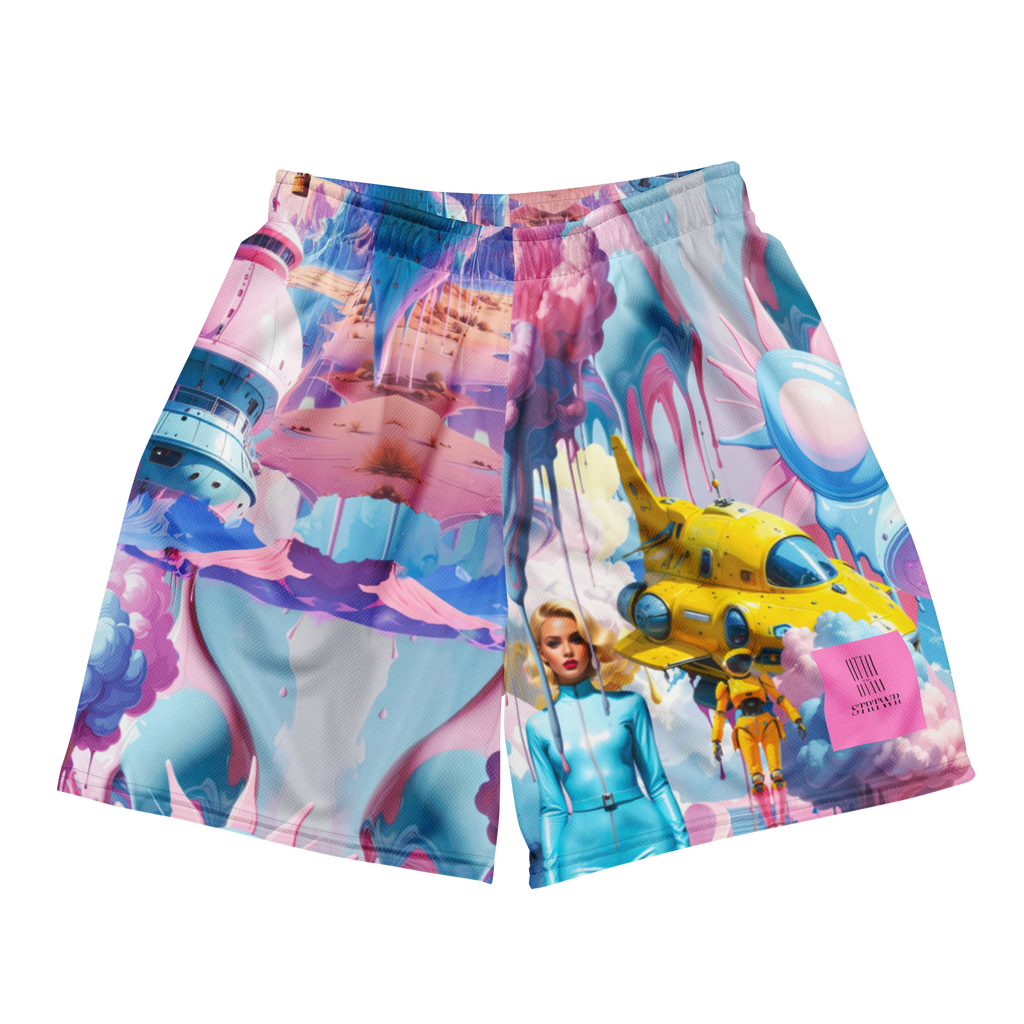 Mesh Sport Shorts Light Blue Planet | Premium Streetwear Otto Strtwr