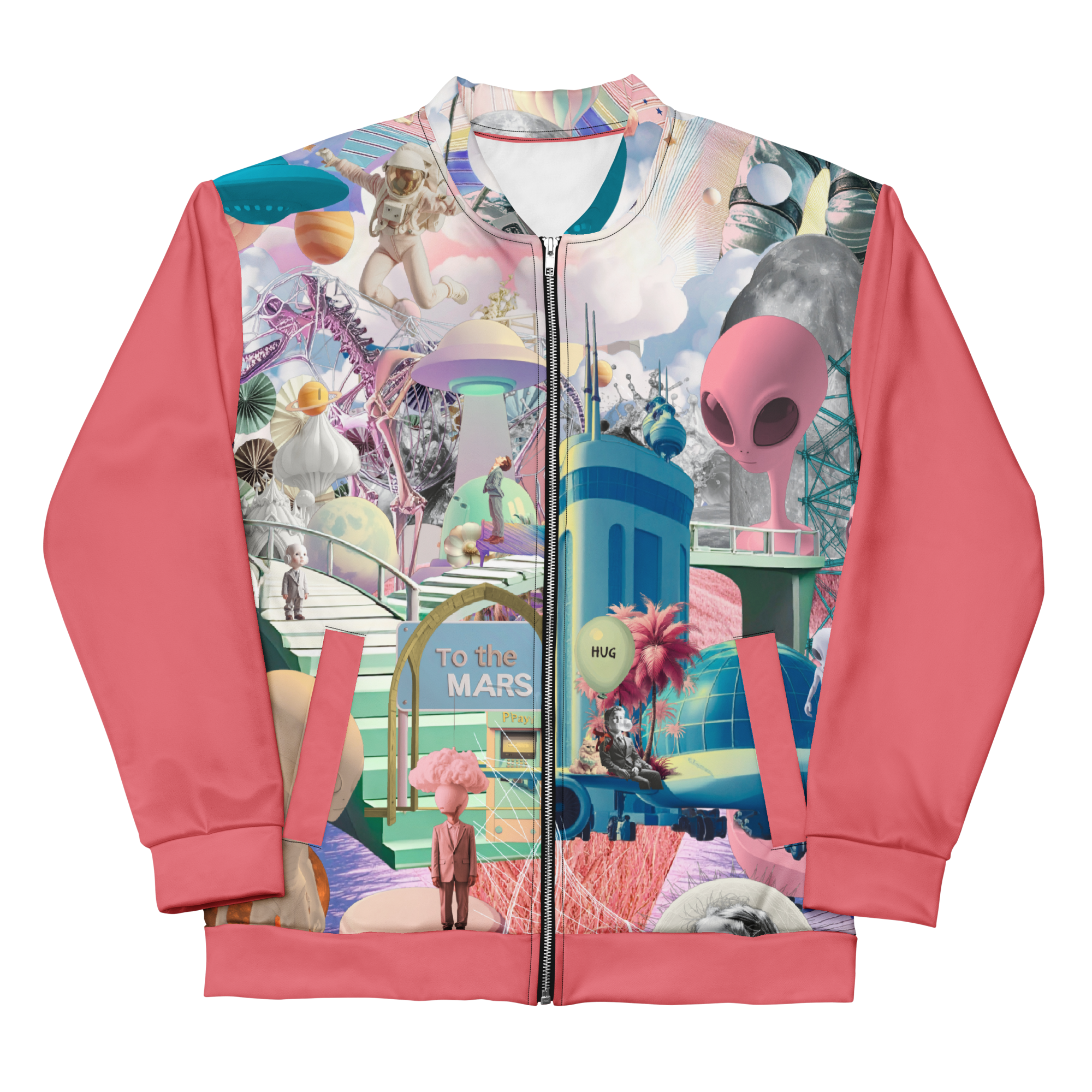 Unisex Bomberjacke Alien Invasion Pinkrot | Premium Streetwear Otto Strtwr