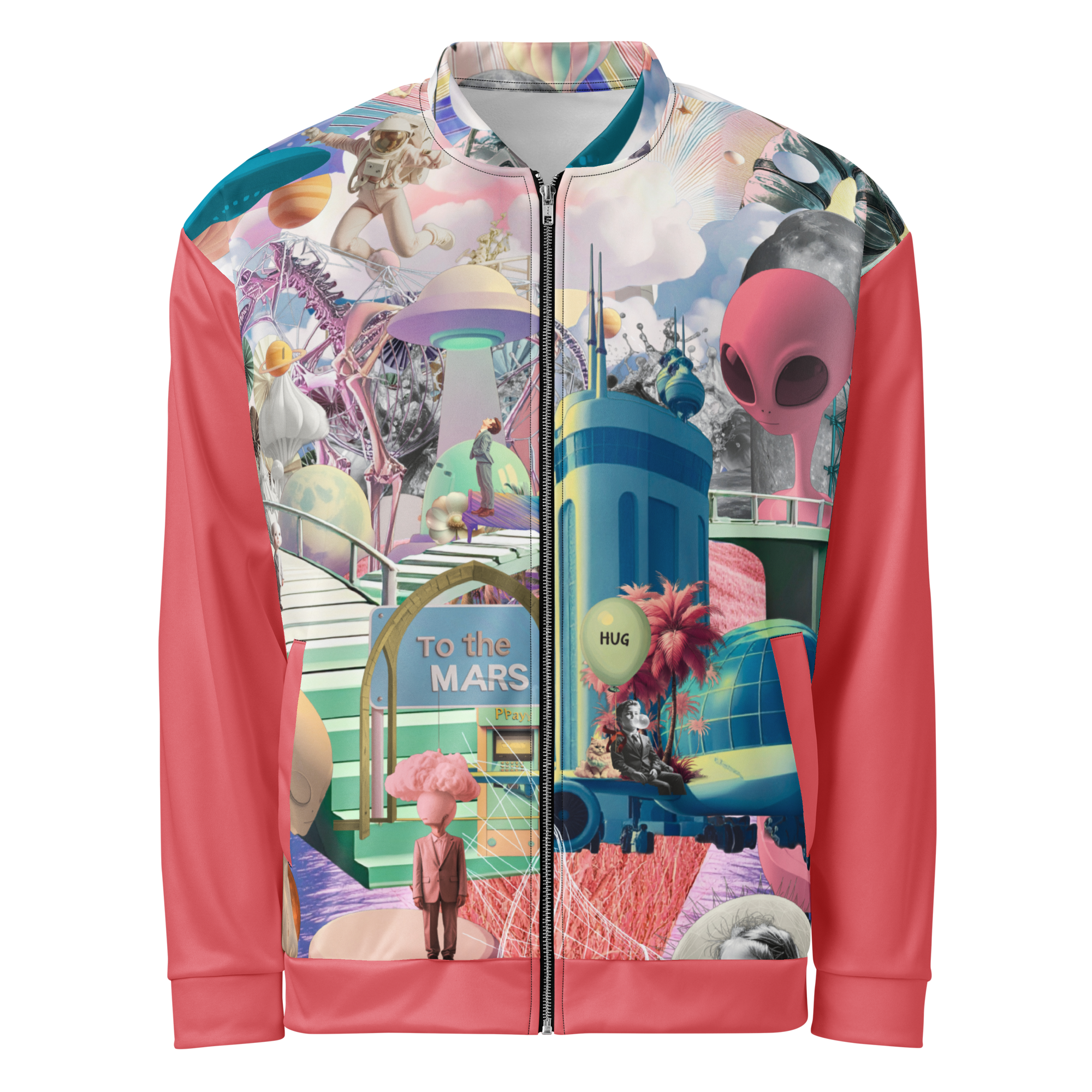 Unisex Bomberjacke Alien Invasion Pinkrot | Premium Streetwear Otto Strtwr