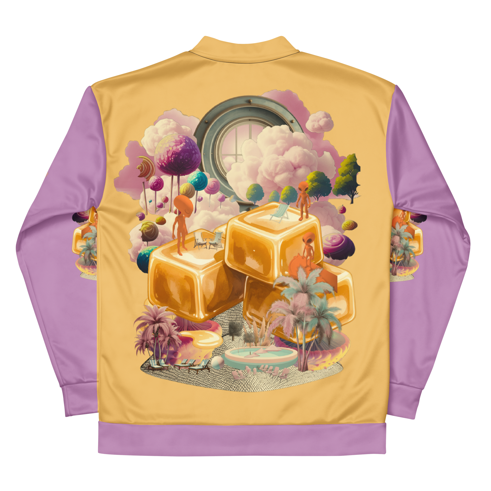 Unisex Bomberjacke Caramel Alien Apricot/flieder | Premium Streetwear Otto Strtwr