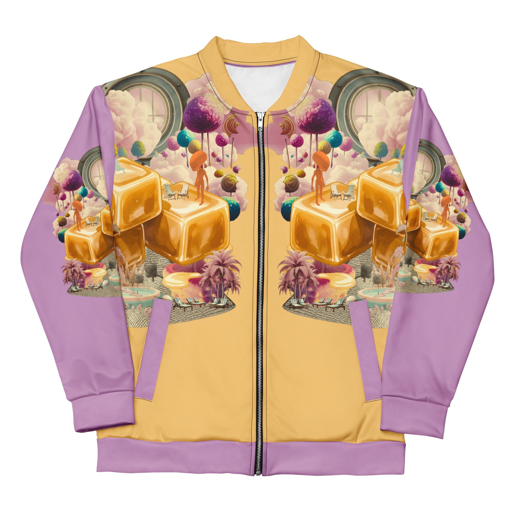 Unisex Bomberjacke Caramel Alien Apricot/flieder | Premium Streetwear Otto Strtwr