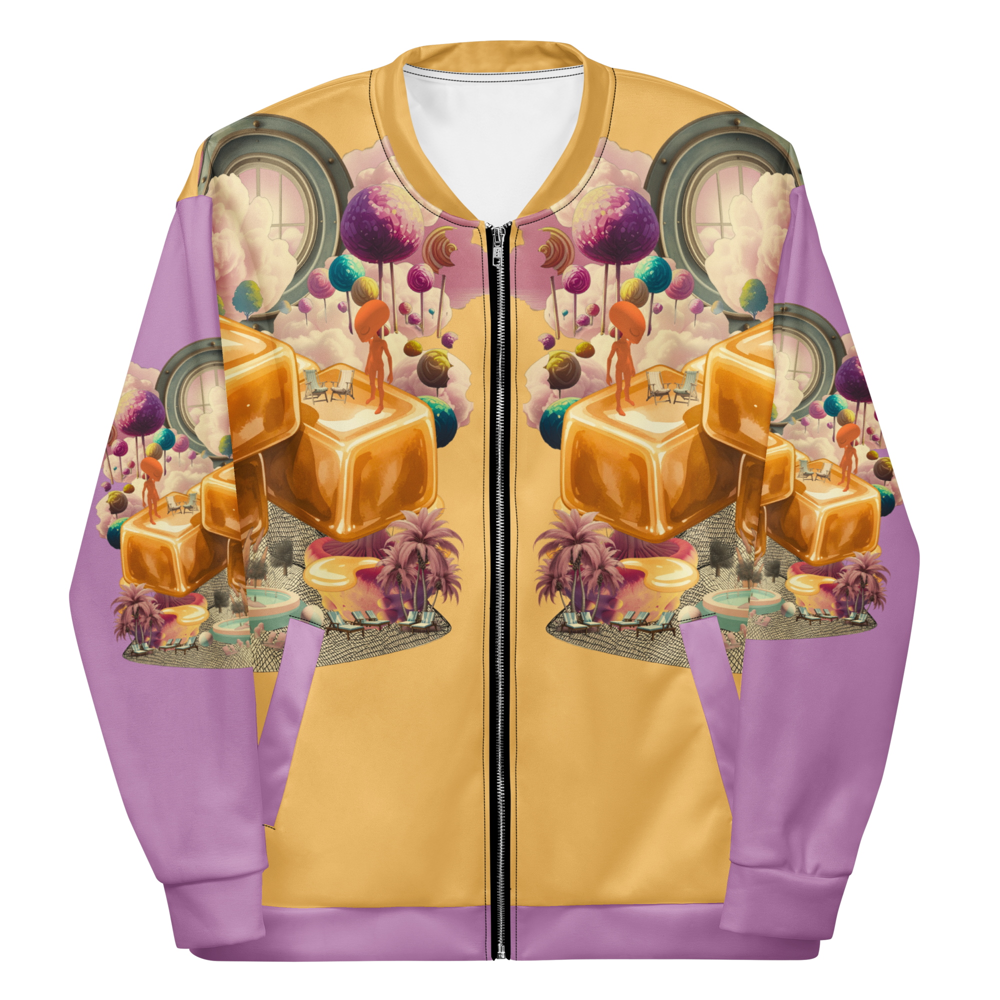 Unisex Bomberjacke Caramel Alien Apricot/flieder | Premium Streetwear Otto Strtwr