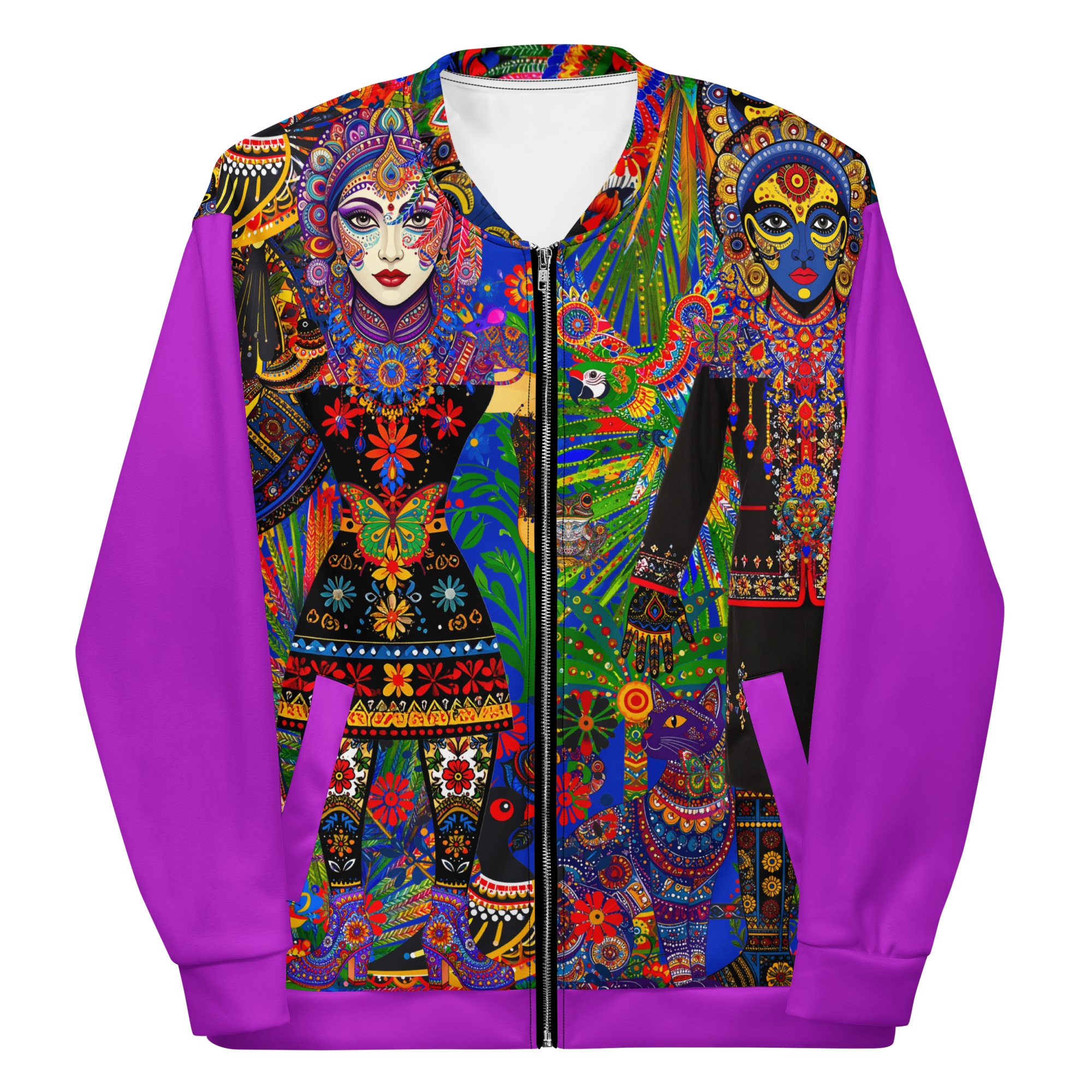 Unisex Bomberjacke Folklore Dancer Helles Violett | Premium Streetwear Otto Strtwr