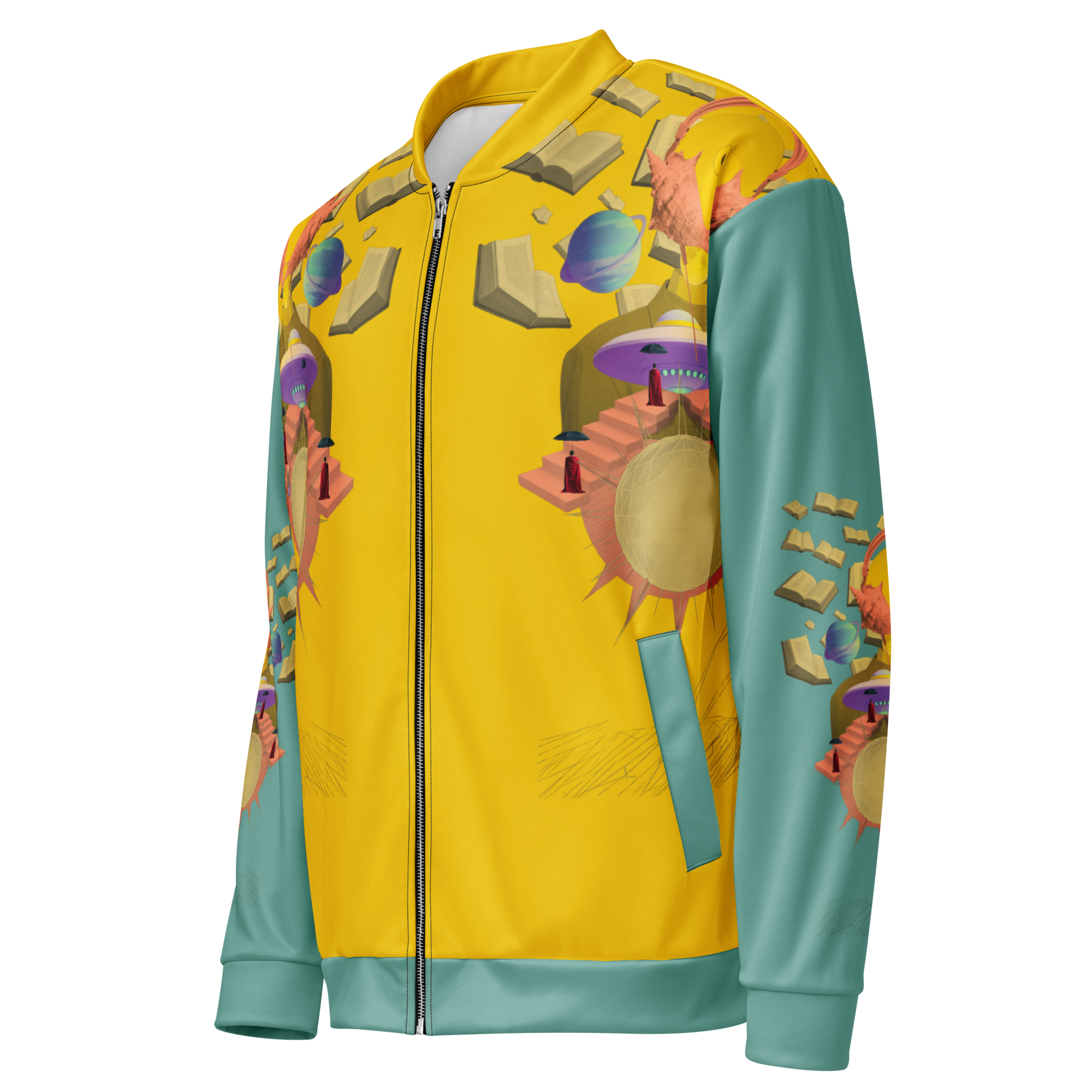 Unisex Bomberjacke Poetry Of Sea Gelb/helles Petrol | Premium Streetwear Otto Strtwr