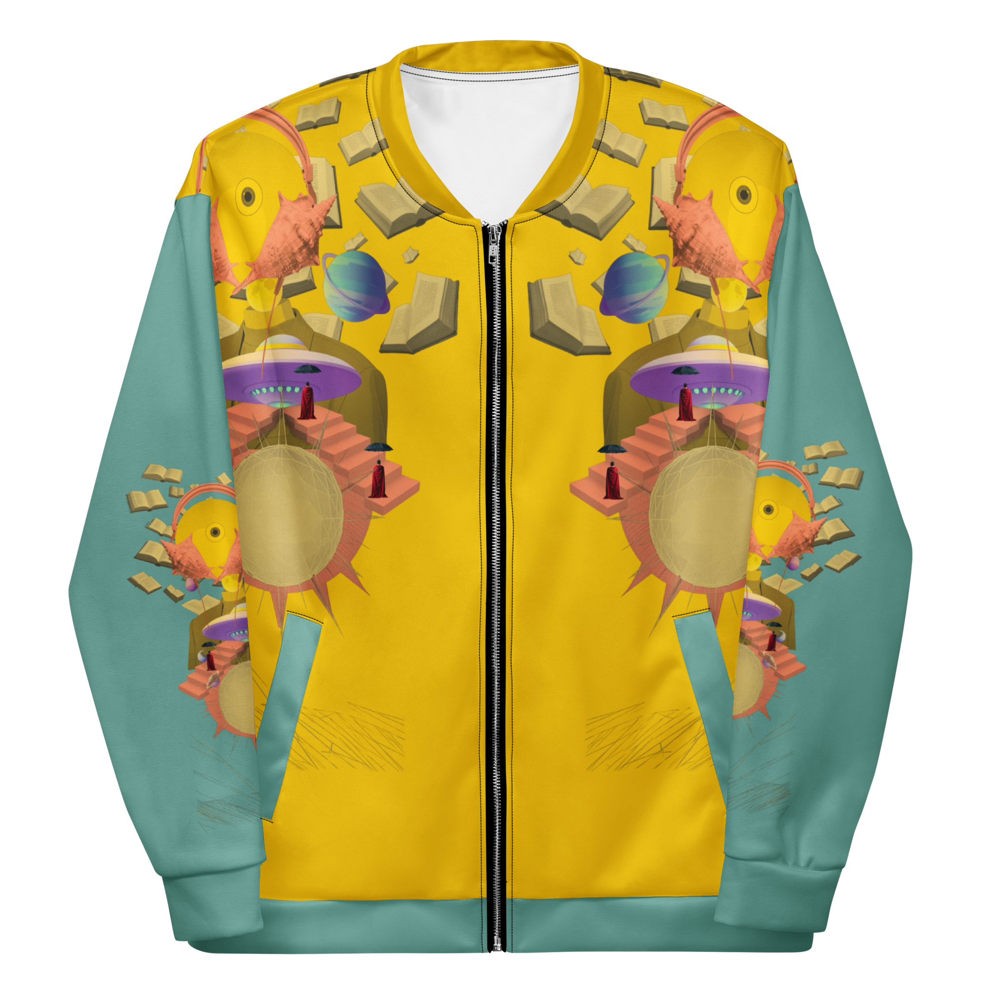 Unisex Bomberjacke Poetry Of Sea Gelb/helles Petrol | Premium Streetwear Otto Strtwr