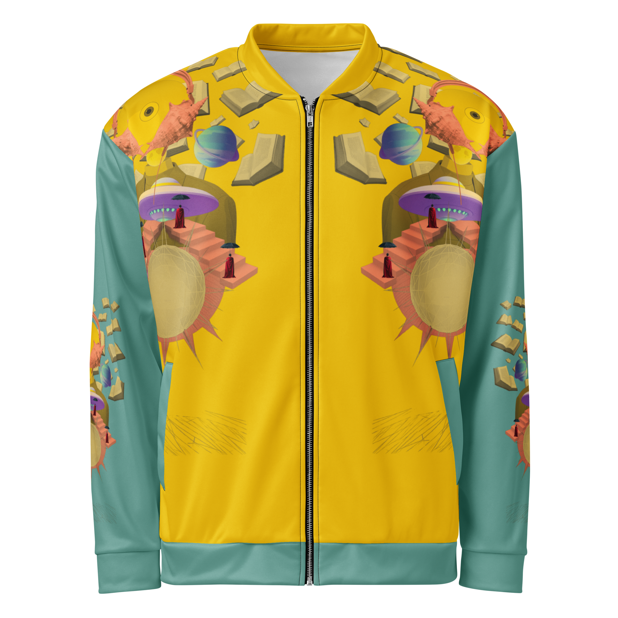 Unisex Bomberjacke Poetry Of Sea Gelb/helles Petrol | Premium Streetwear Otto Strtwr