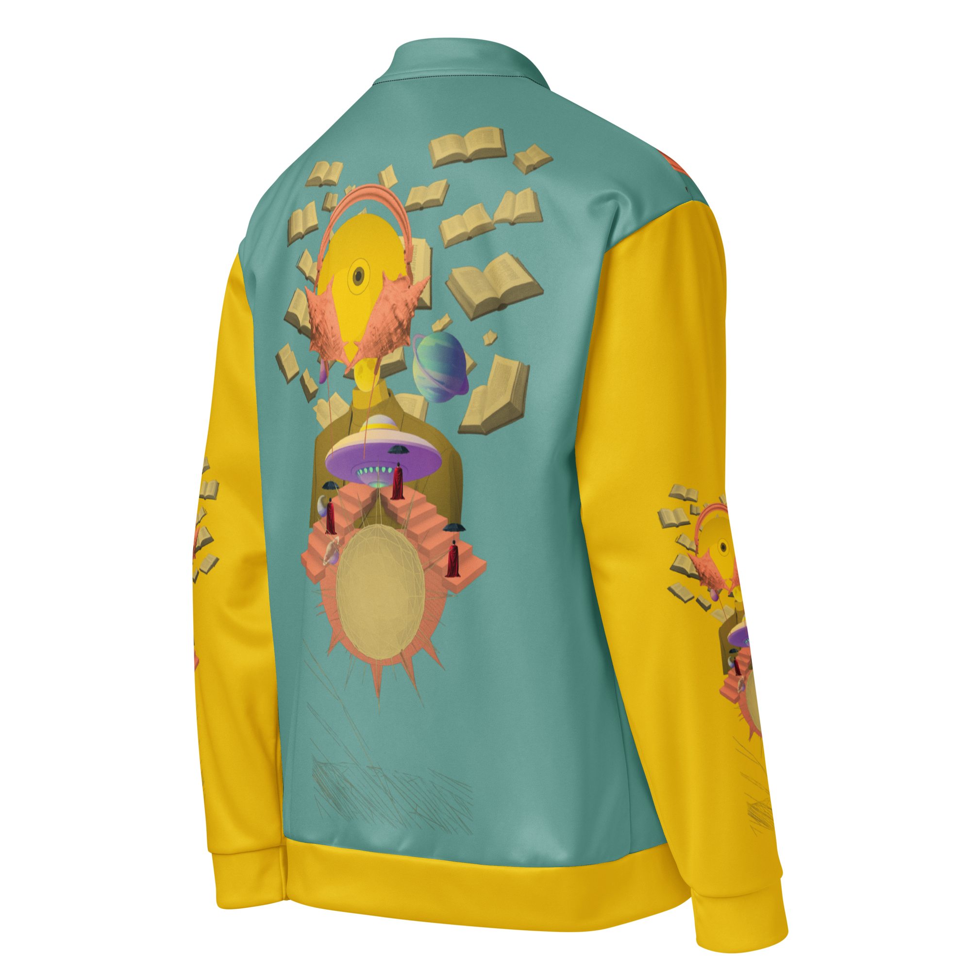 Unisex Bomberjacke Poetry Of Sea Helles Petrol/gelb | Premium Streetwear Otto Strtwr