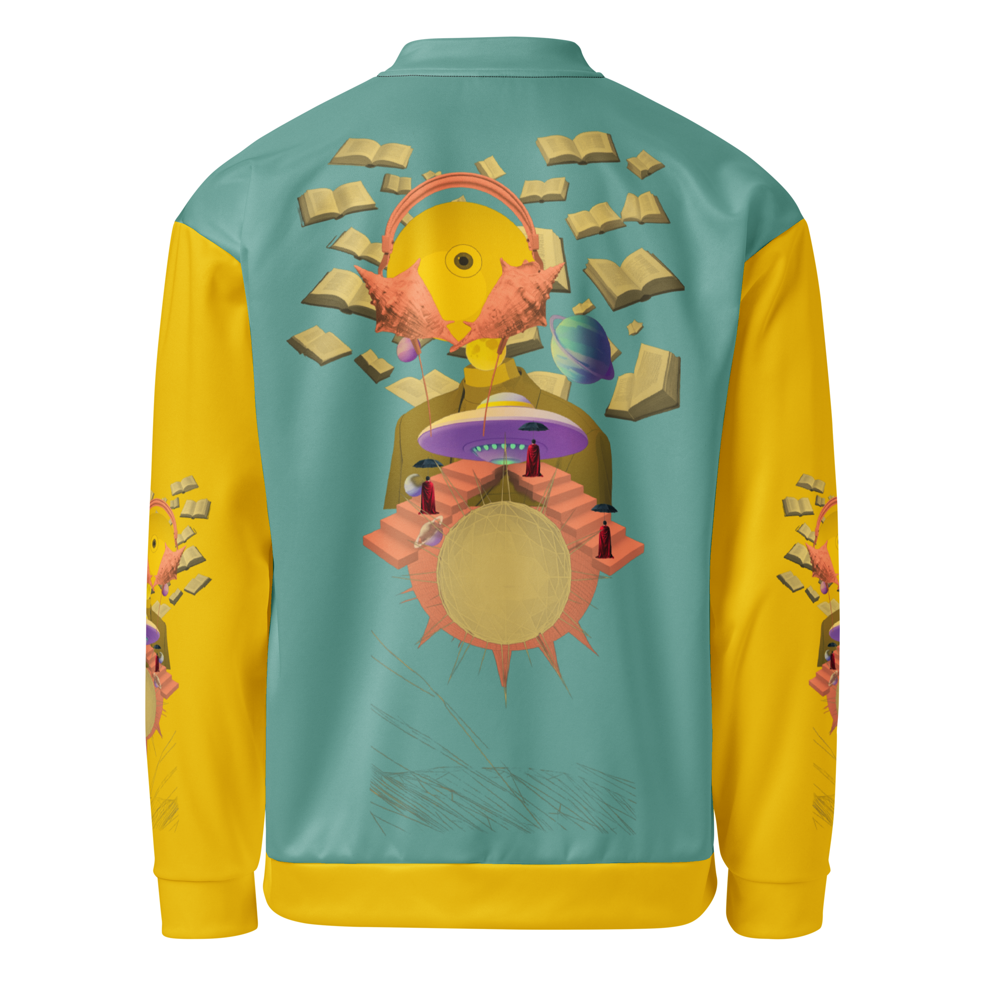 Unisex Bomberjacke Poetry Of Sea Helles Petrol/gelb | Premium Streetwear Otto Strtwr