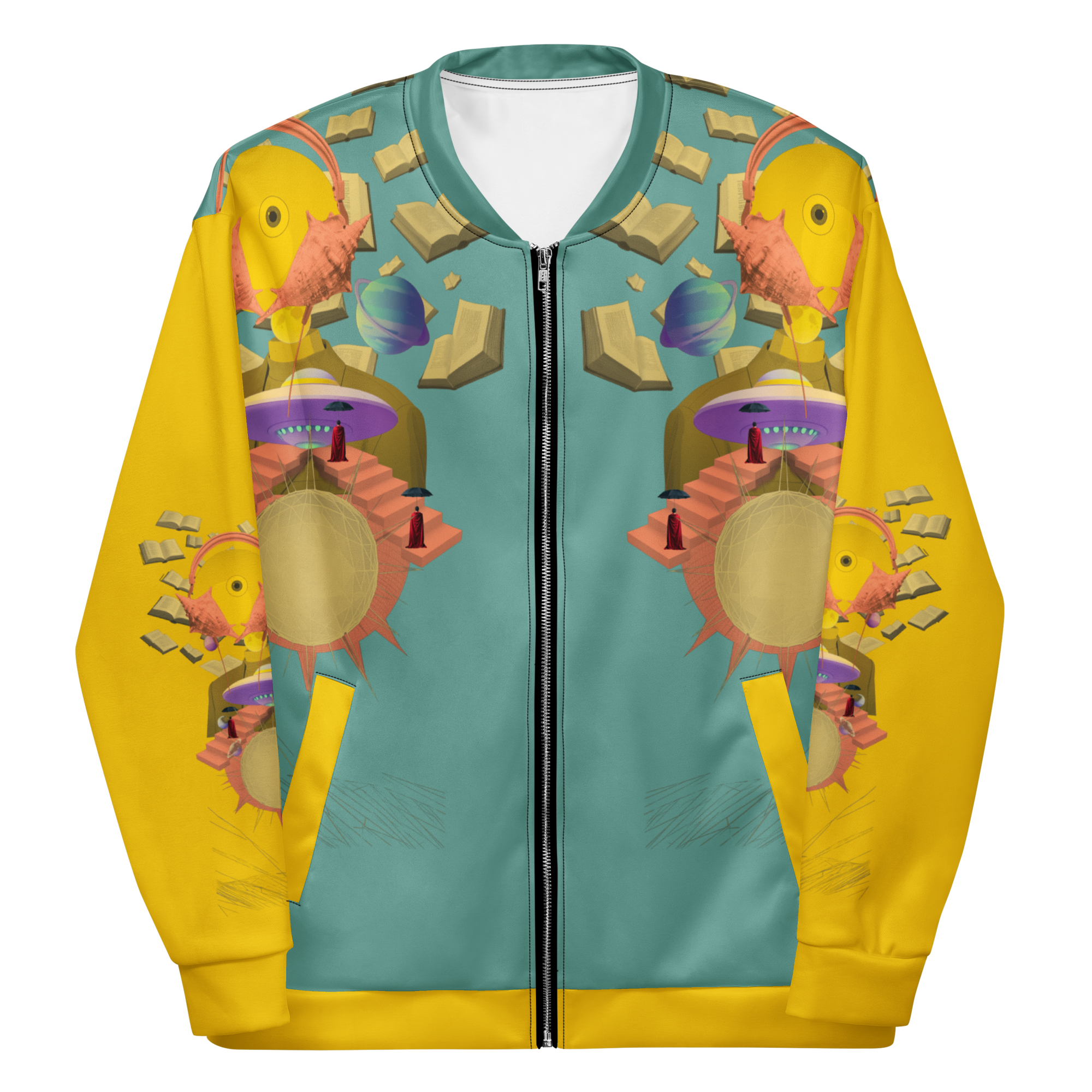 Unisex Bomberjacke Poetry Of Sea Helles Petrol/gelb | Premium Streetwear Otto Strtwr