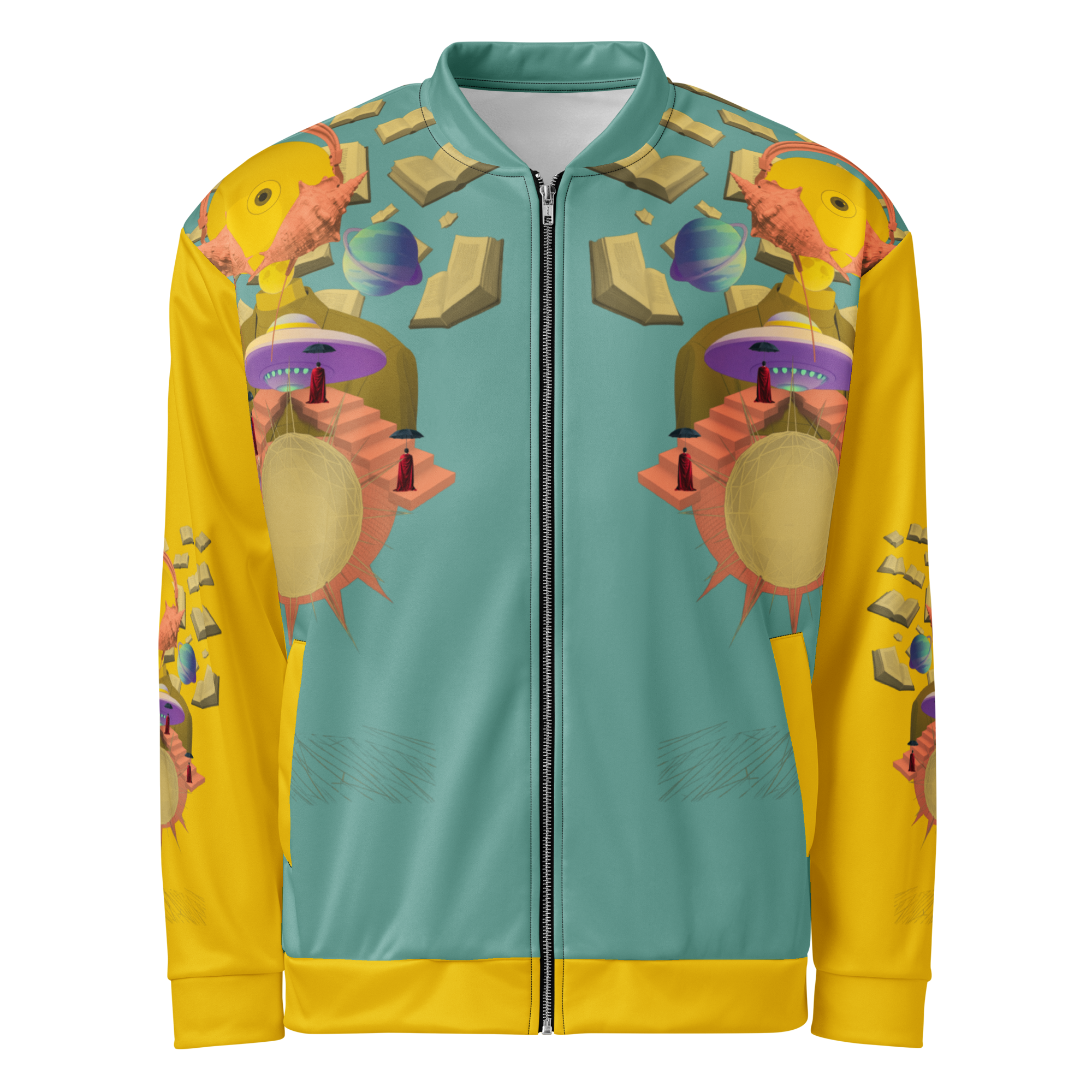 Unisex Bomberjacke Poetry Of Sea Helles Petrol/gelb | Premium Streetwear Otto Strtwr