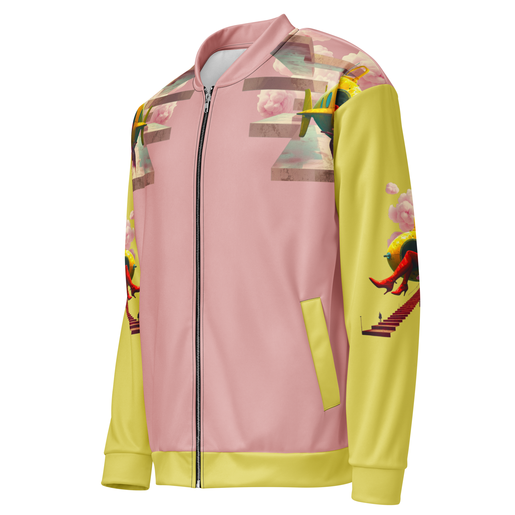 Unisex Bomberjacke Yellow Submarine Rosa/lemon | Premium Streetwear Otto Strtwr