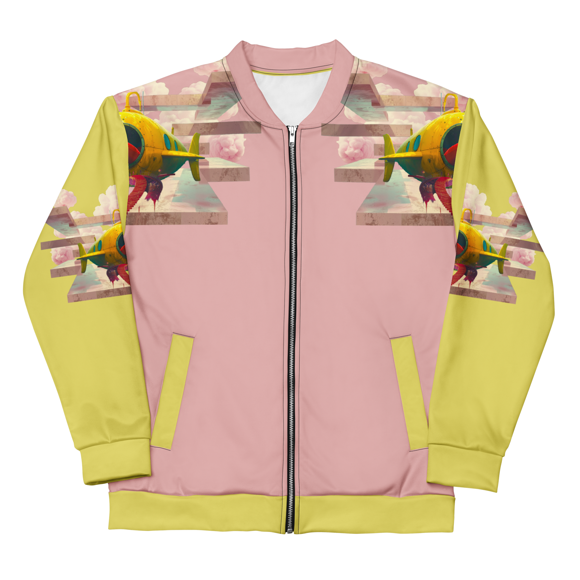 Unisex Bomberjacke Yellow Submarine Rosa/lemon | Premium Streetwear Otto Strtwr
