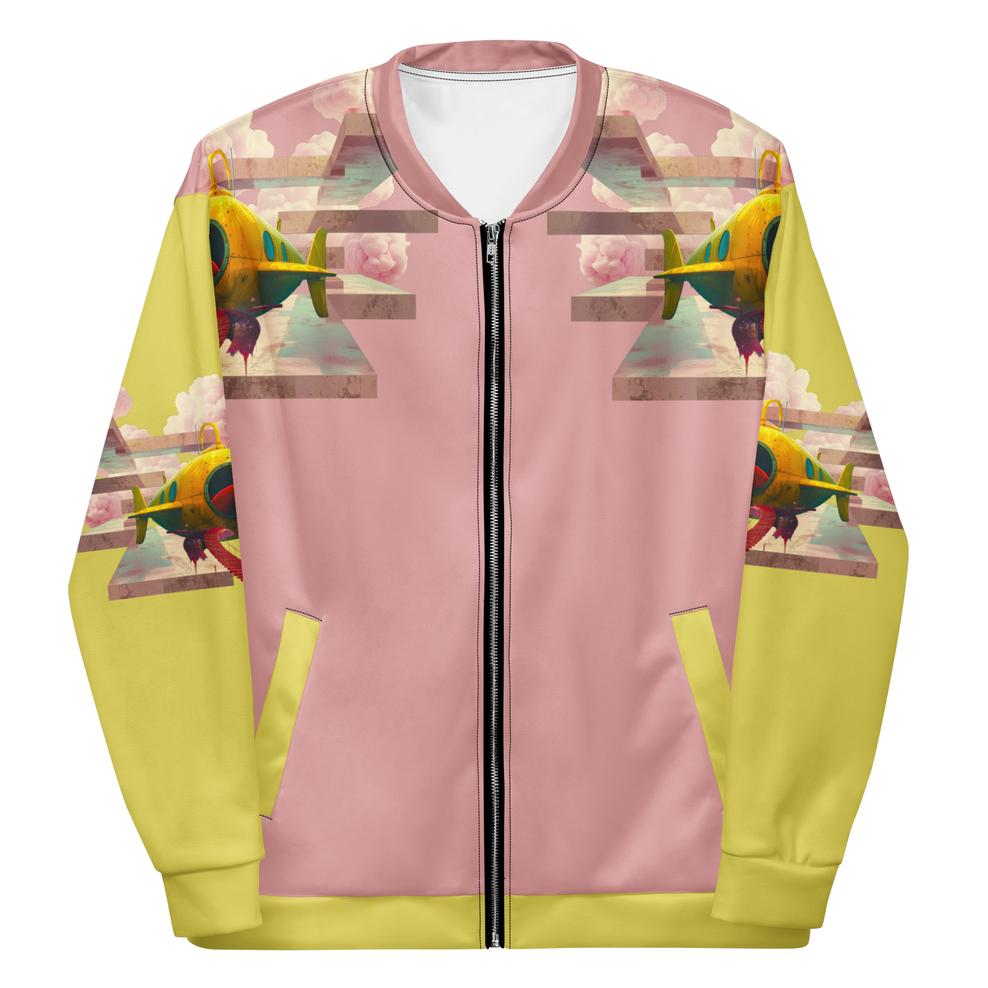 Unisex Bomberjacke Yellow Submarine Rosa/lemon | Premium Streetwear Otto Strtwr