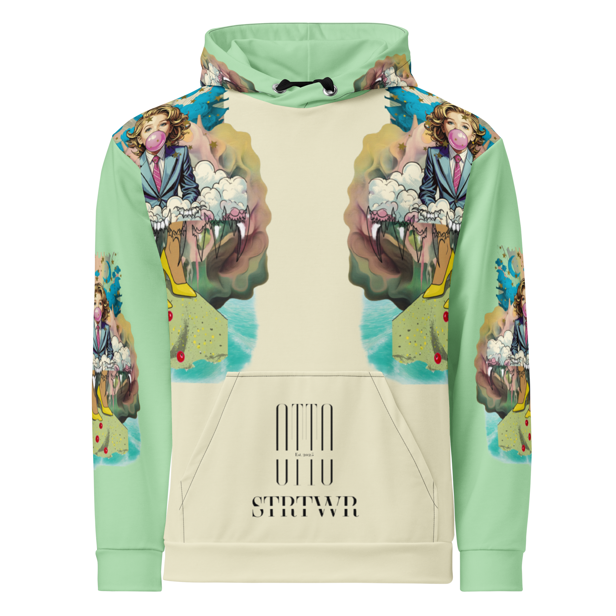 Unisex Hoodie mit Kapuze Bubble Gum Business Creme/mint | Premium Streetwear Otto Strtwr
