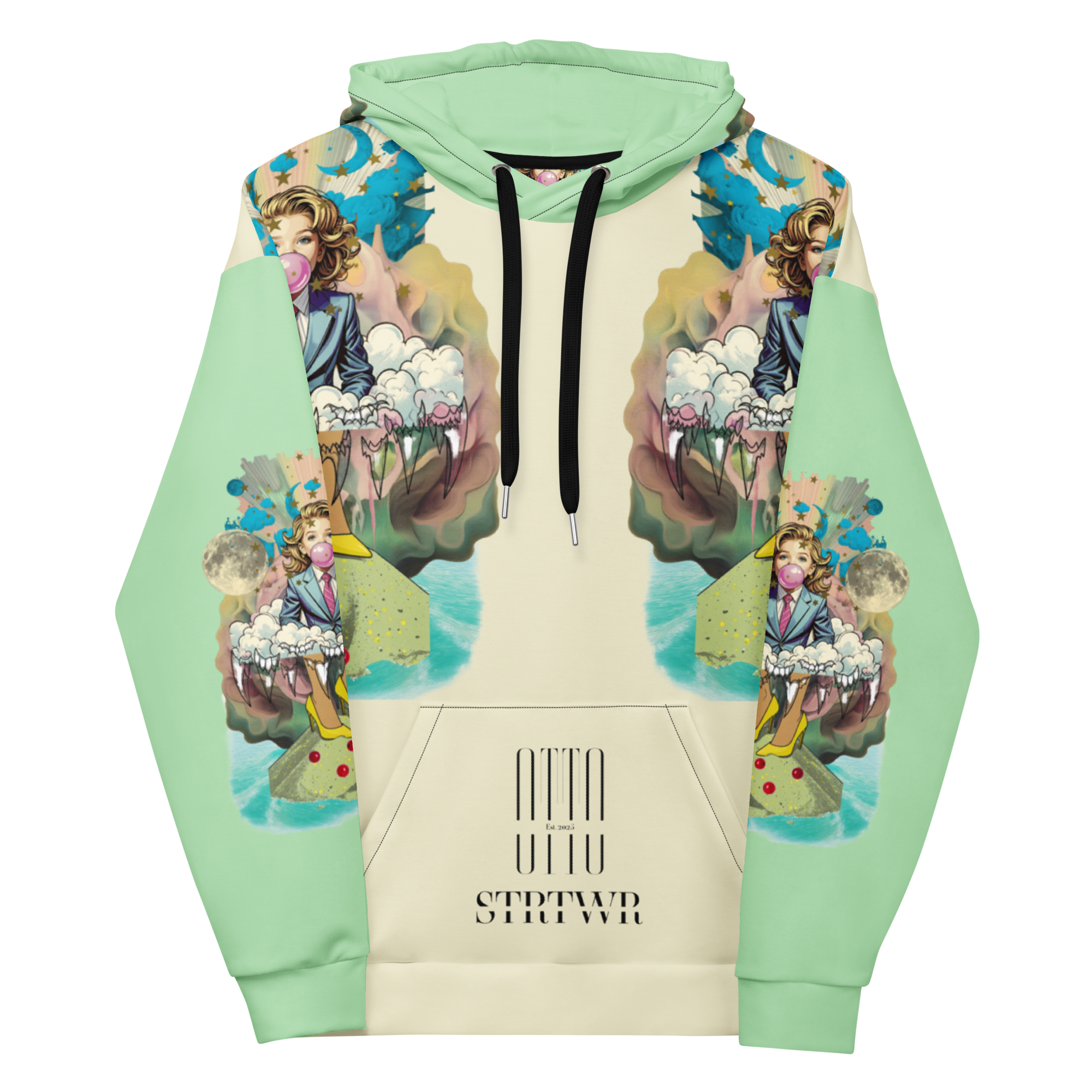 Unisex Hoodie mit Kapuze Bubble Gum Business Creme/mint | Premium Streetwear Otto Strtwr