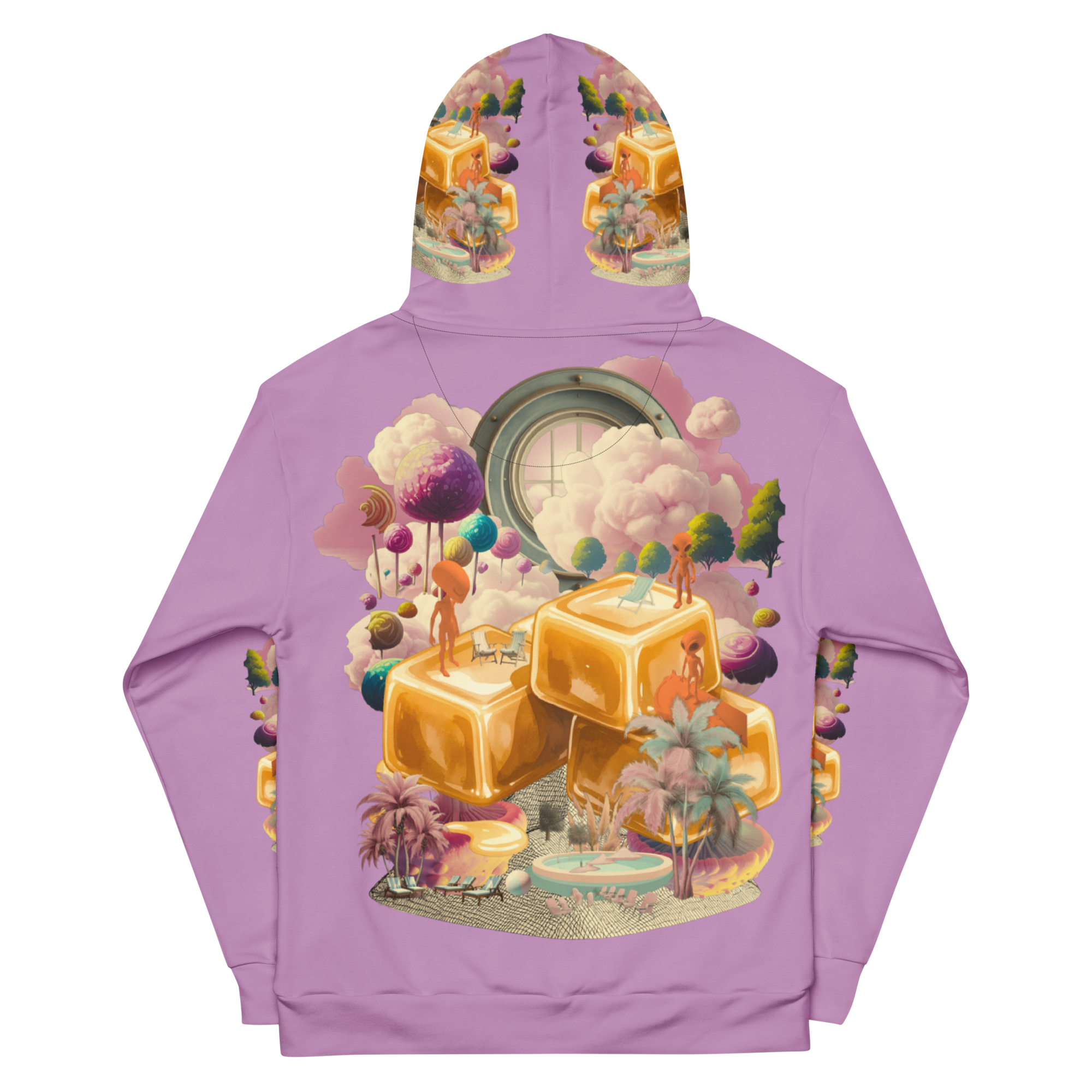 Unisex Hoodie mit Kapuze Caramel Alien Apricot/flieder | Premium Streetwear Otto Strtwr