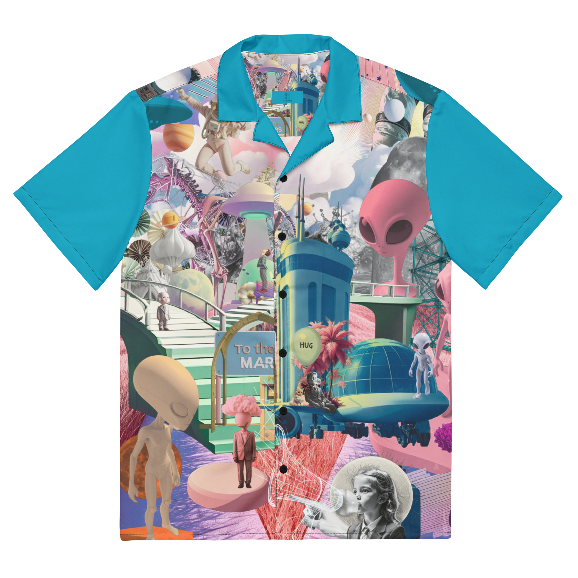 Unisex Oversize Hemd Alien Invasion Himmelblau | Premium Streetwear Otto Strtwr