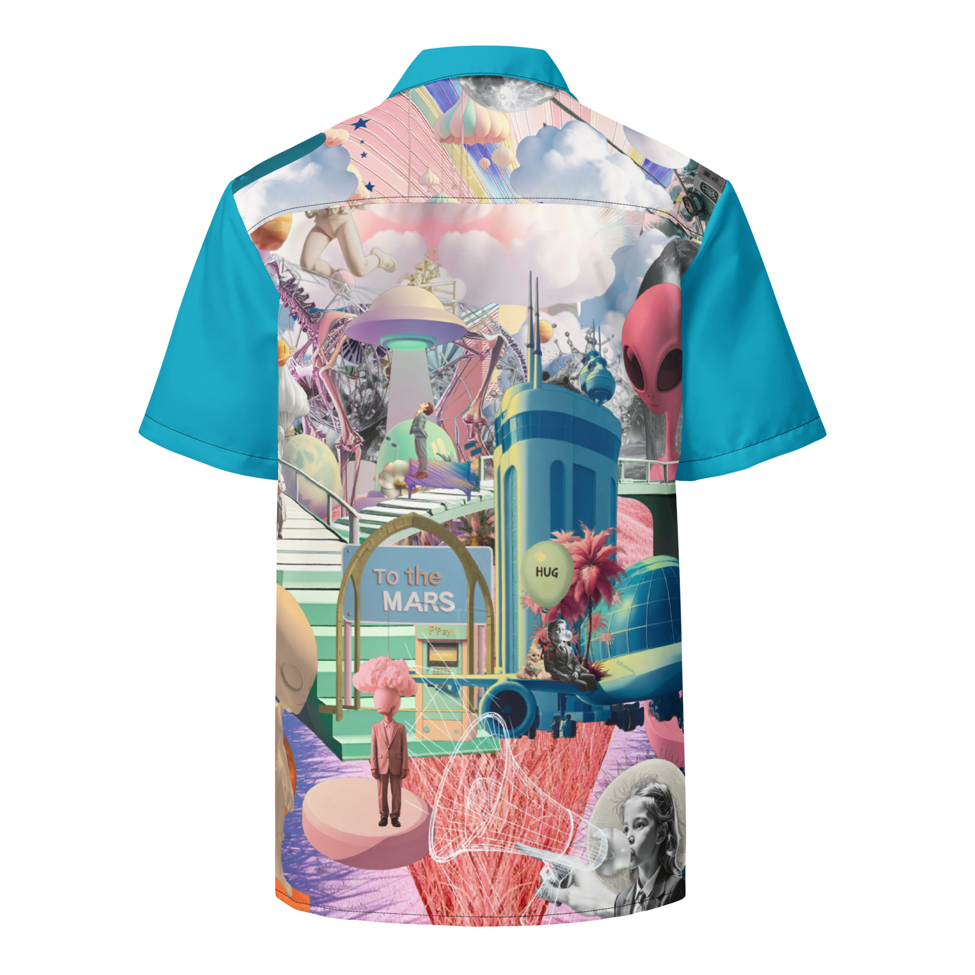 Unisex Oversize Hemd Alien Invasion Himmelblau | Premium Streetwear Otto Strtwr