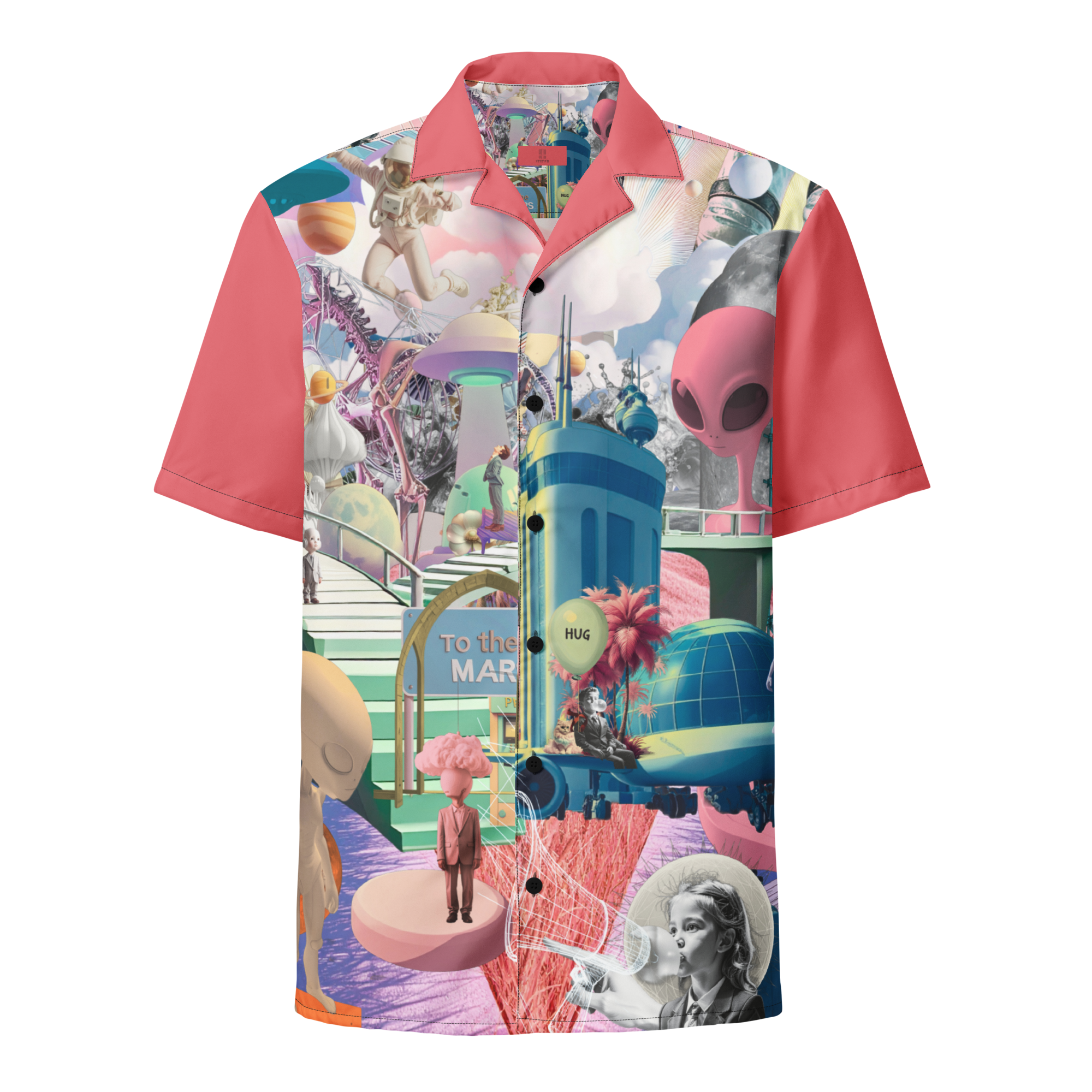 Unisex Oversize Hemd Alien Invasion Pinkrot | Premium Streetwear Otto Strtwr