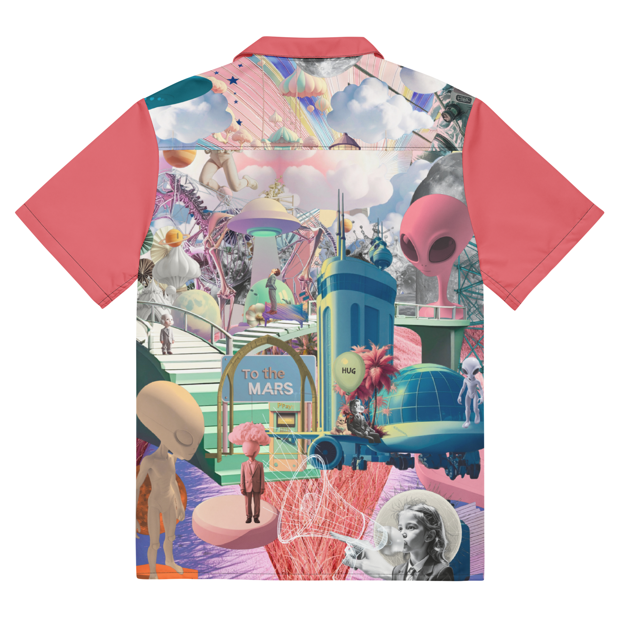 Unisex Oversize Hemd Alien Invasion Pinkrot | Premium Streetwear Otto Strtwr