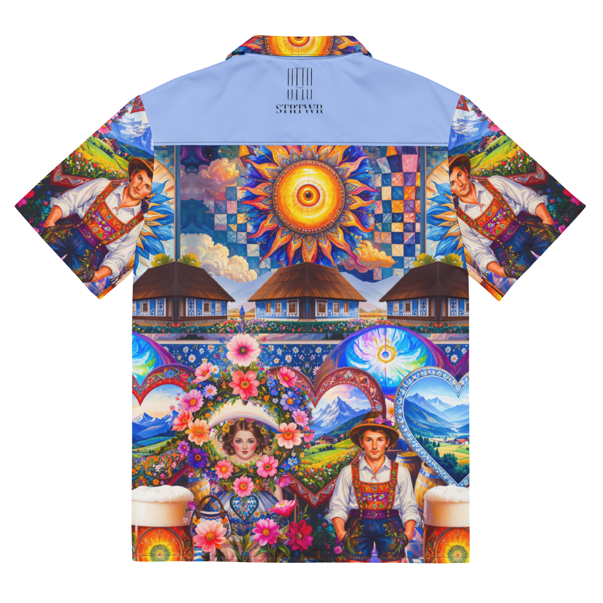 Unisex Oversize Hemd Bavarian Fever Hellblau | Premium Streetwear Otto Strtwr