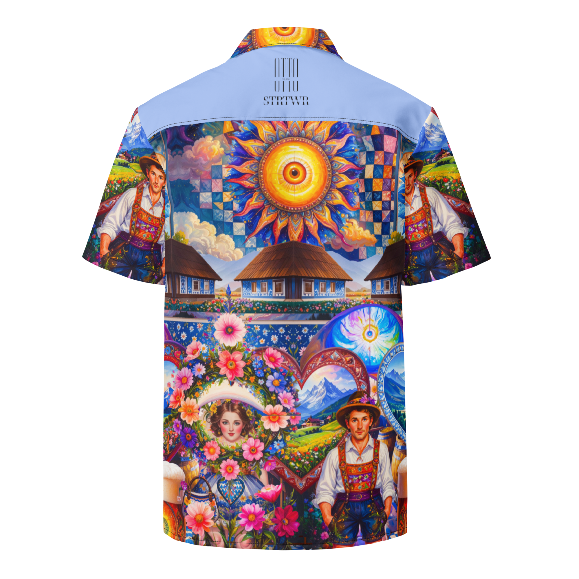 Unisex Oversize Hemd Bavarian Fever Hellblau | Premium Streetwear Otto Strtwr