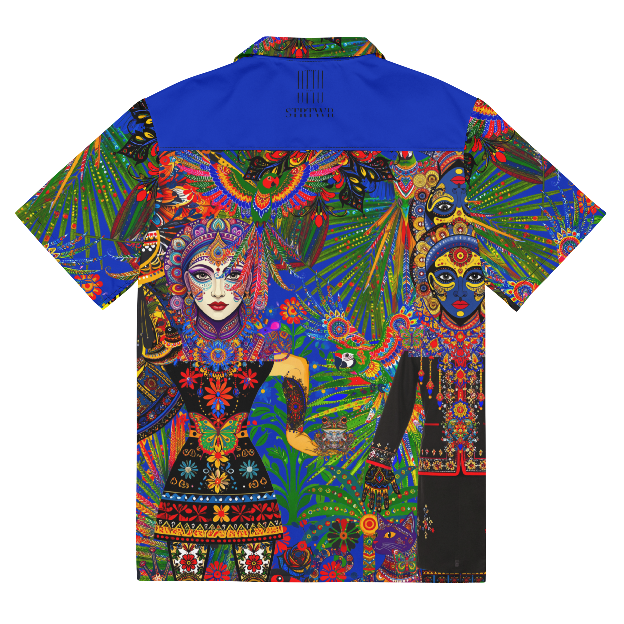 Unisex Oversize Hemd Folklore Dancer Tiefblau | Premium Streetwear Otto Strtwr