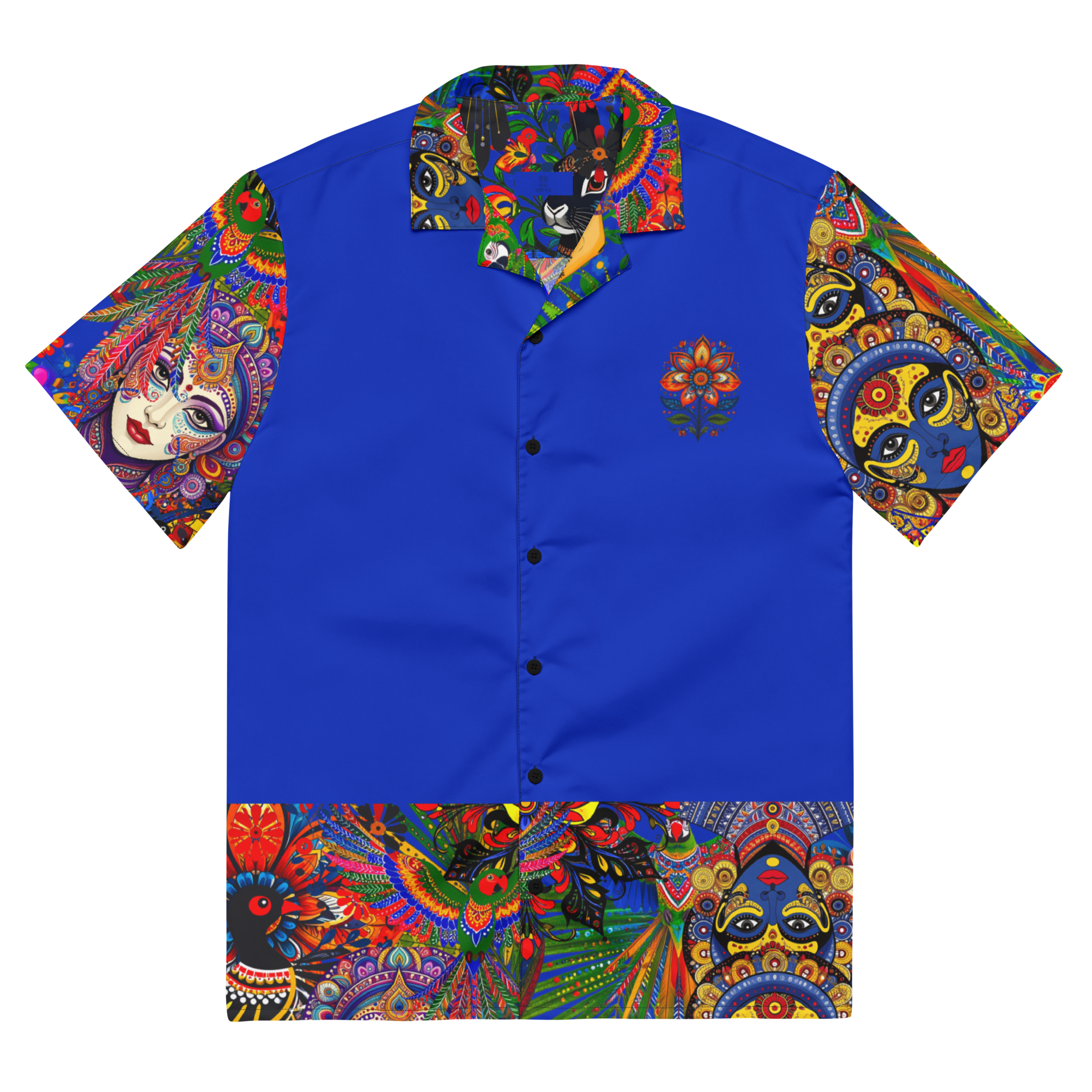 Unisex Oversize Hemd Folklore Dancer Tiefblau | Premium Streetwear Otto Strtwr