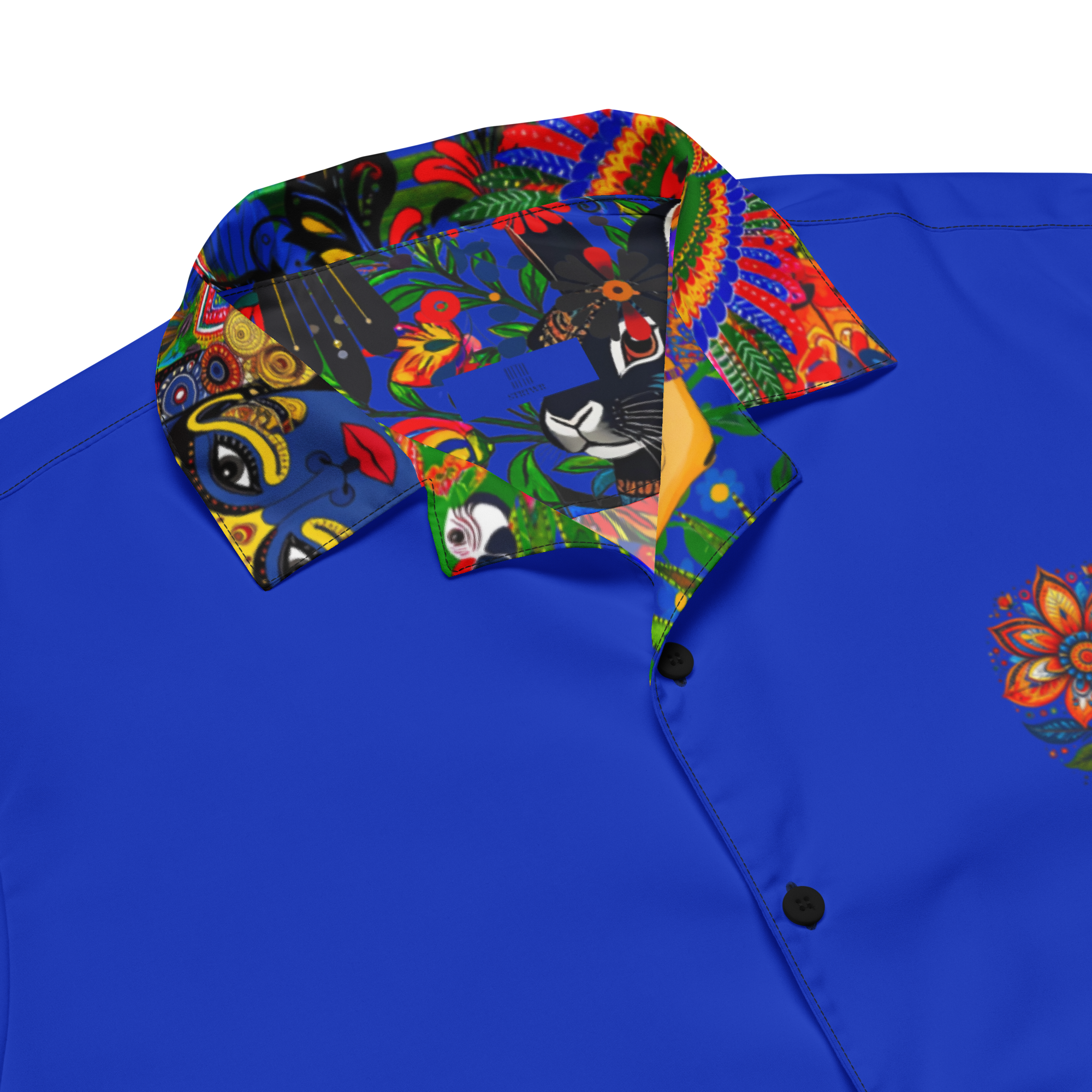 Unisex Oversize Hemd Folklore Dancer Tiefblau | Premium Streetwear Otto Strtwr