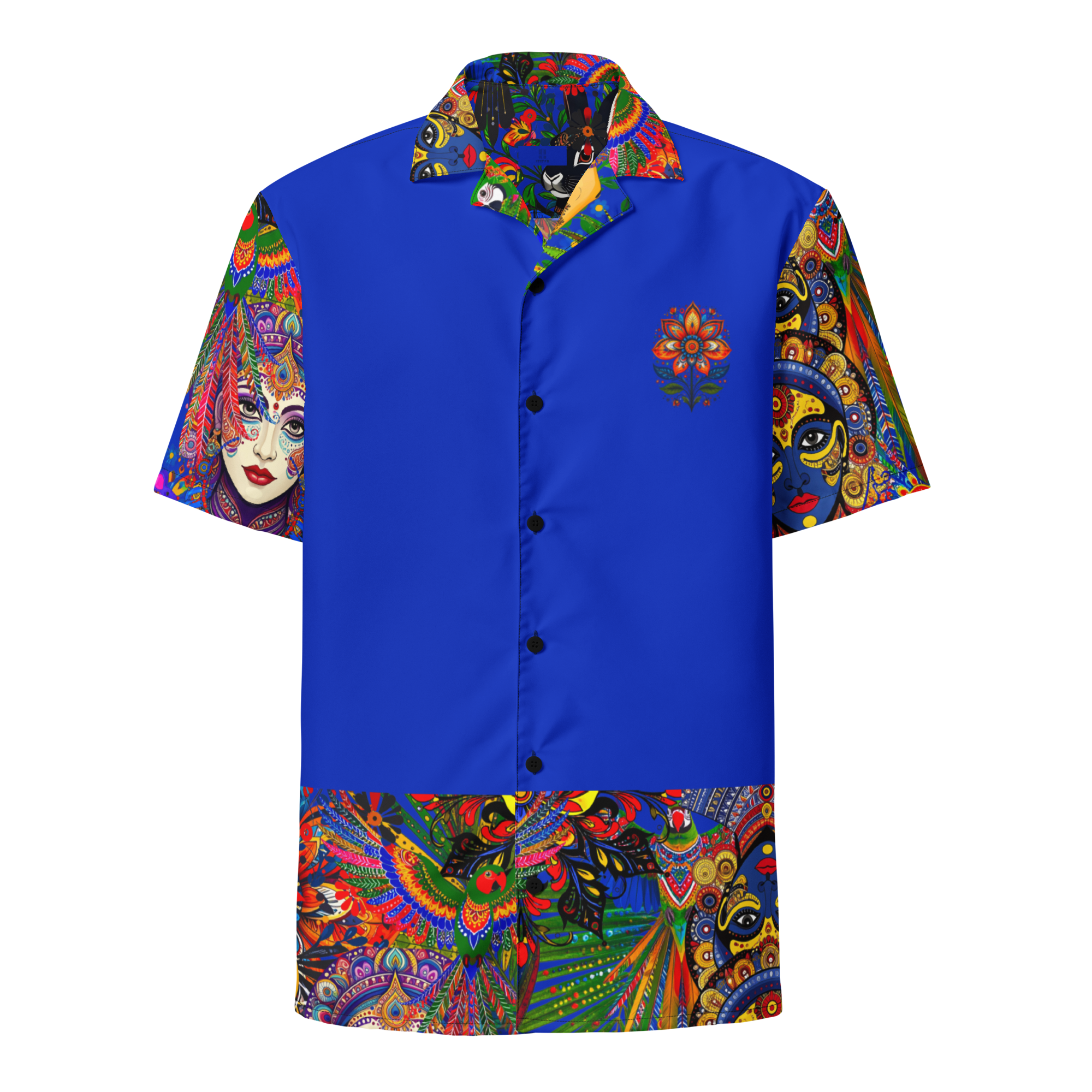 Unisex Oversize Hemd Folklore Dancer Tiefblau | Premium Streetwear Otto Strtwr