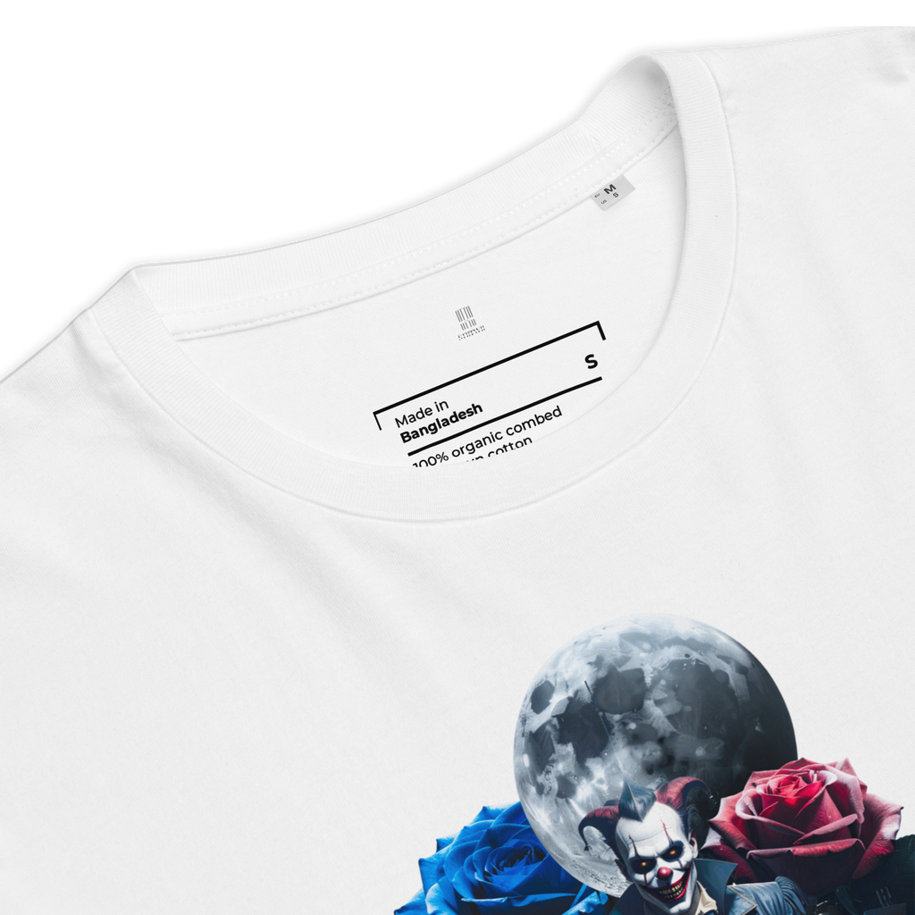 Unisex T-shirt aus Bio-baumwolle Midnight Jester – Film Noir Joker Design | Otto Strtwr