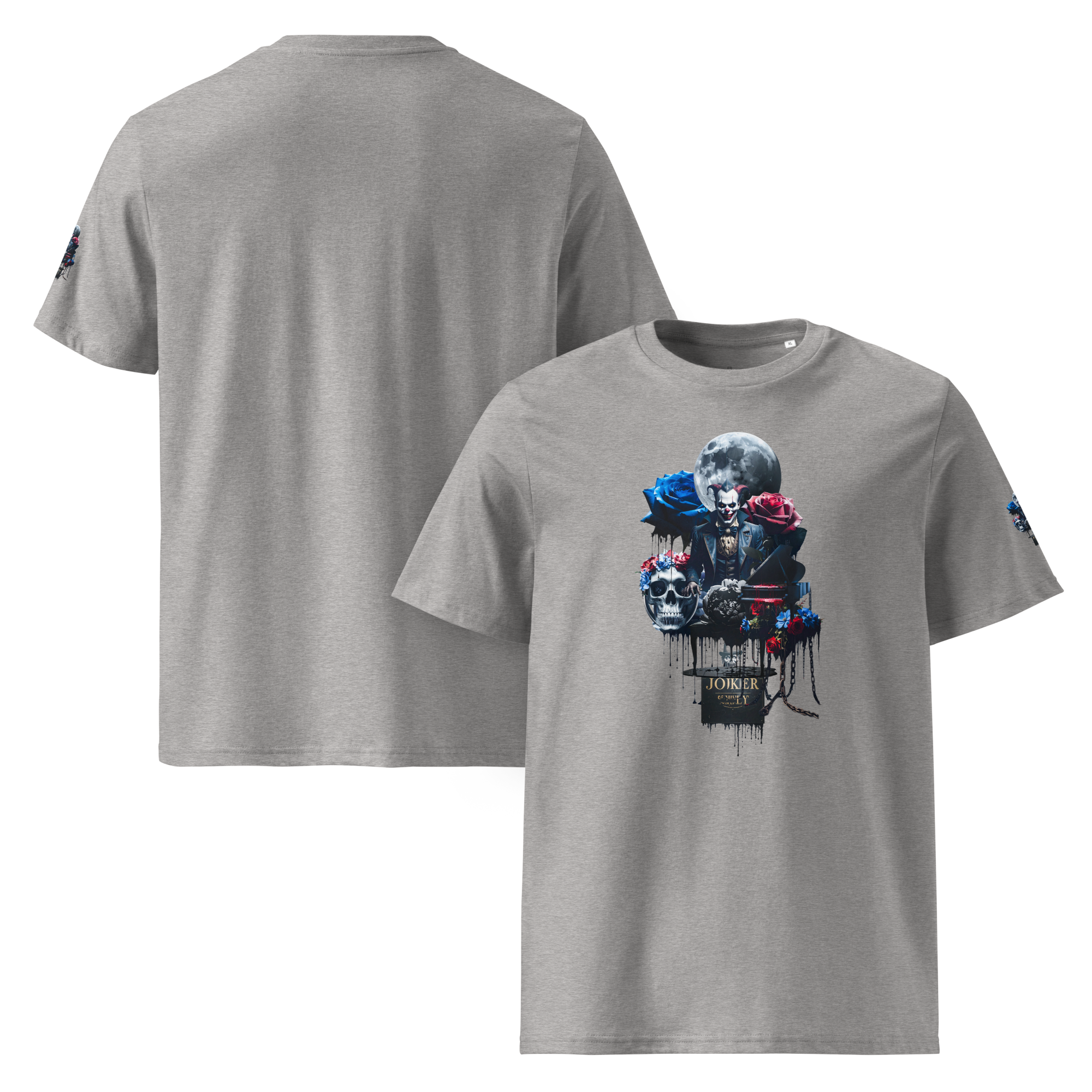 Unisex T-shirt aus Bio-baumwolle Midnight Jester – Film Noir Joker Design | Otto Strtwr