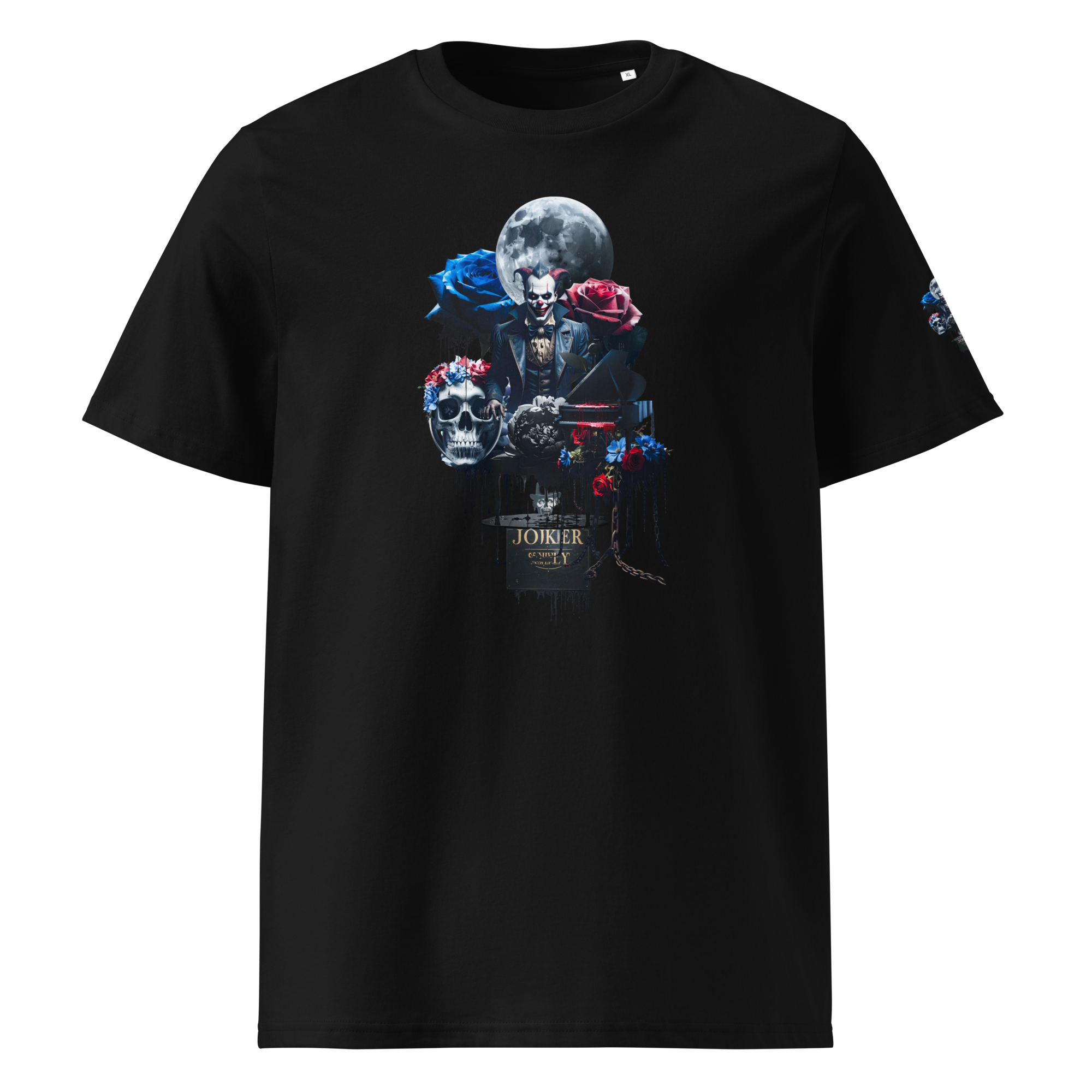 Unisex T-shirt aus Bio-baumwolle Midnight Jester – Film Noir Joker Design | Otto Strtwr