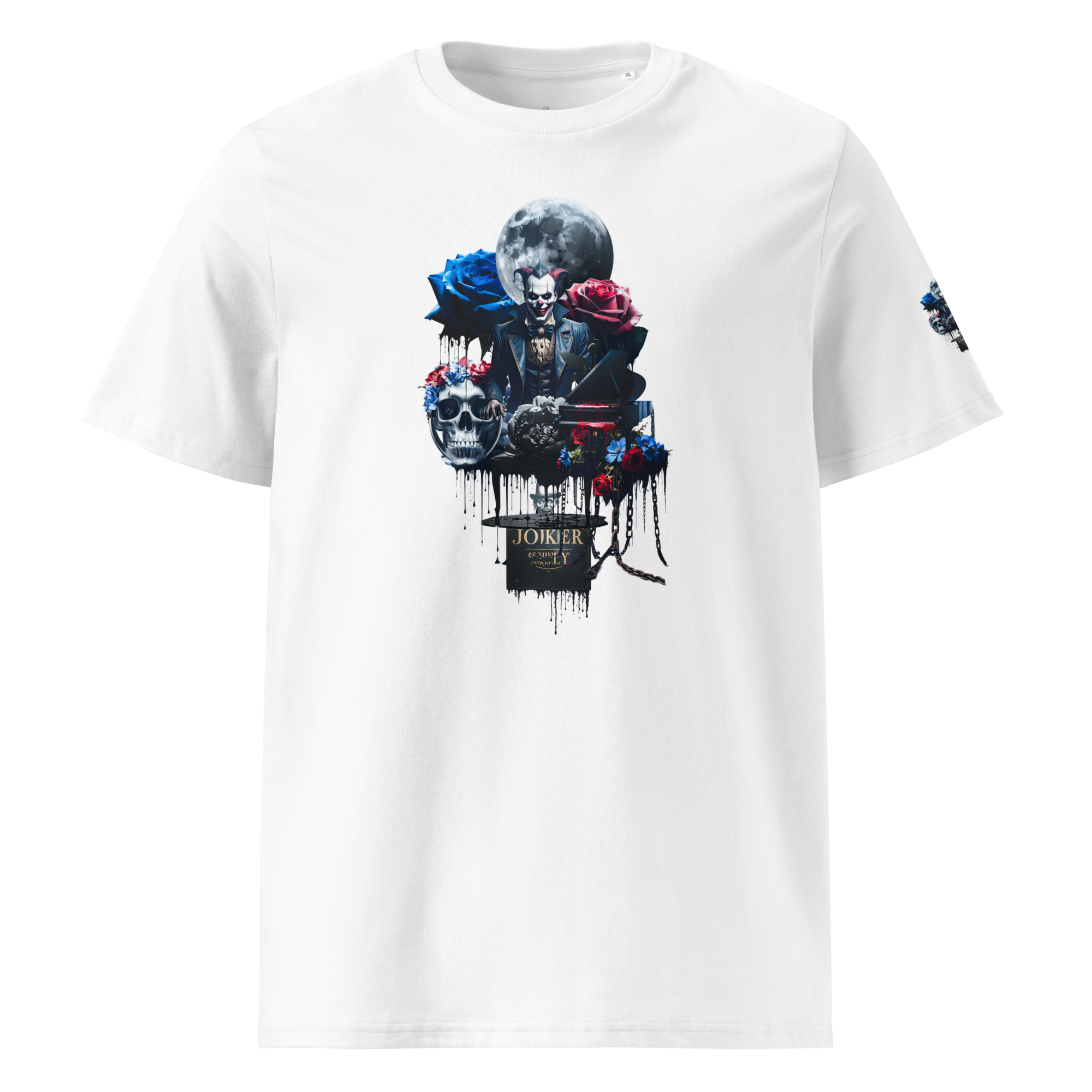 Unisex T-shirt aus Bio-baumwolle Midnight Jester – Film Noir Joker Design | Otto Strtwr